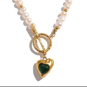 Sara Sotti Natural Freshwater Pearls With Stainless Steel Zirconia Heart